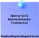 Operario/a Mantenimiento (Valencia)
